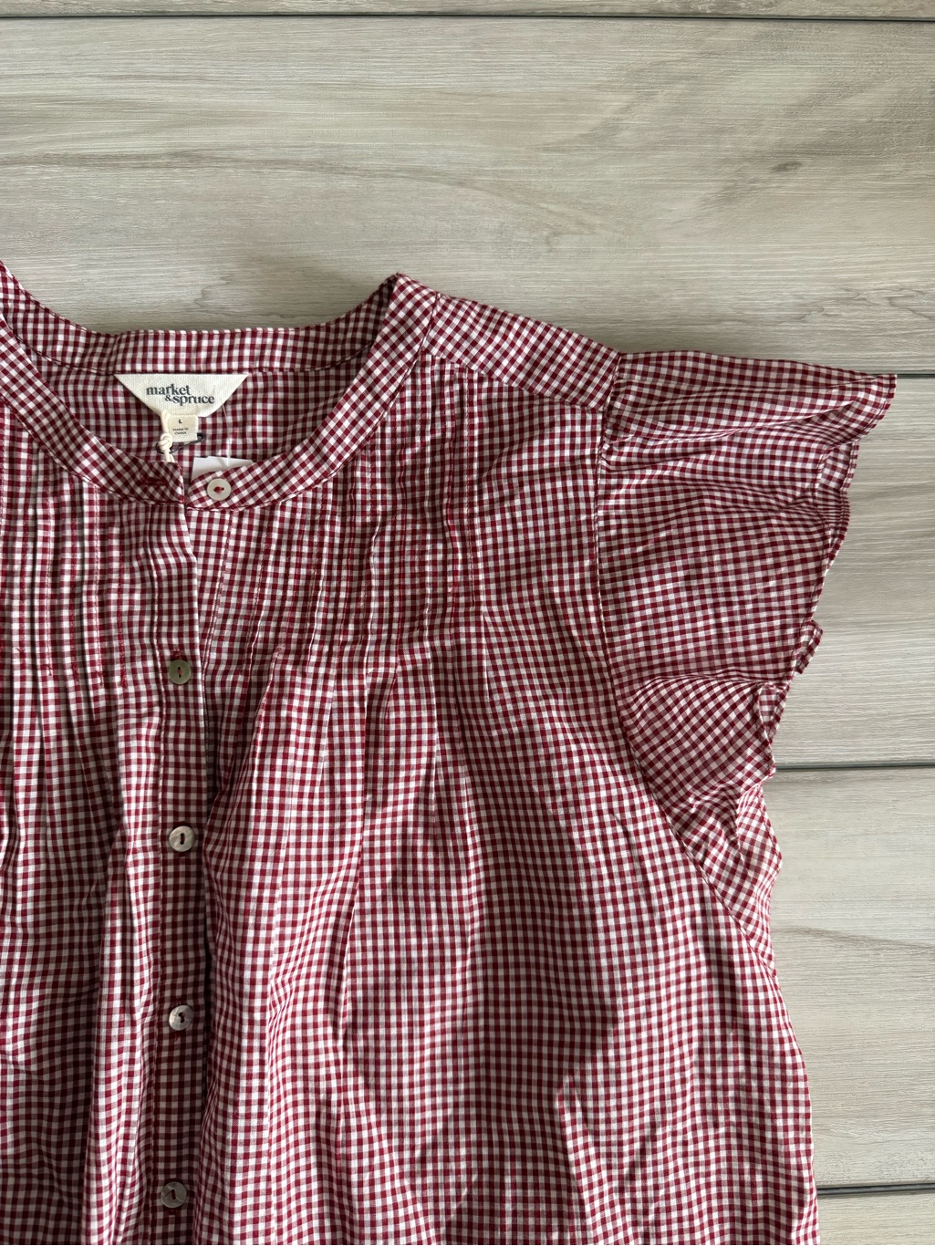 Market & Spruce Emile Cotton Blouse Red Large Nwt Stitch Fix — image 7 of 8